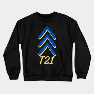 Down Syndrome Chevron Arrow for Trisomy 21 T21 for Down Syndrome Awareness Crewneck Sweatshirt